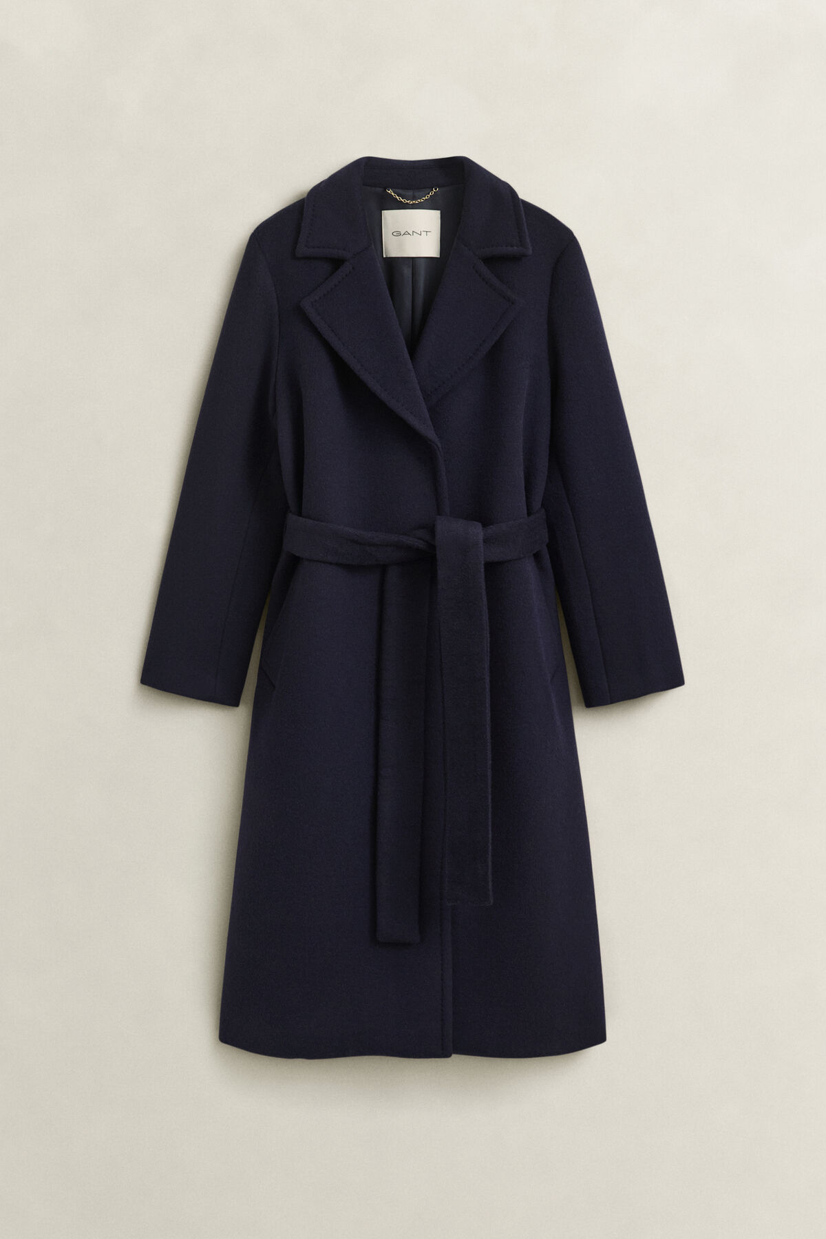 Belted Wool Blend Coat — EVENING BLUE