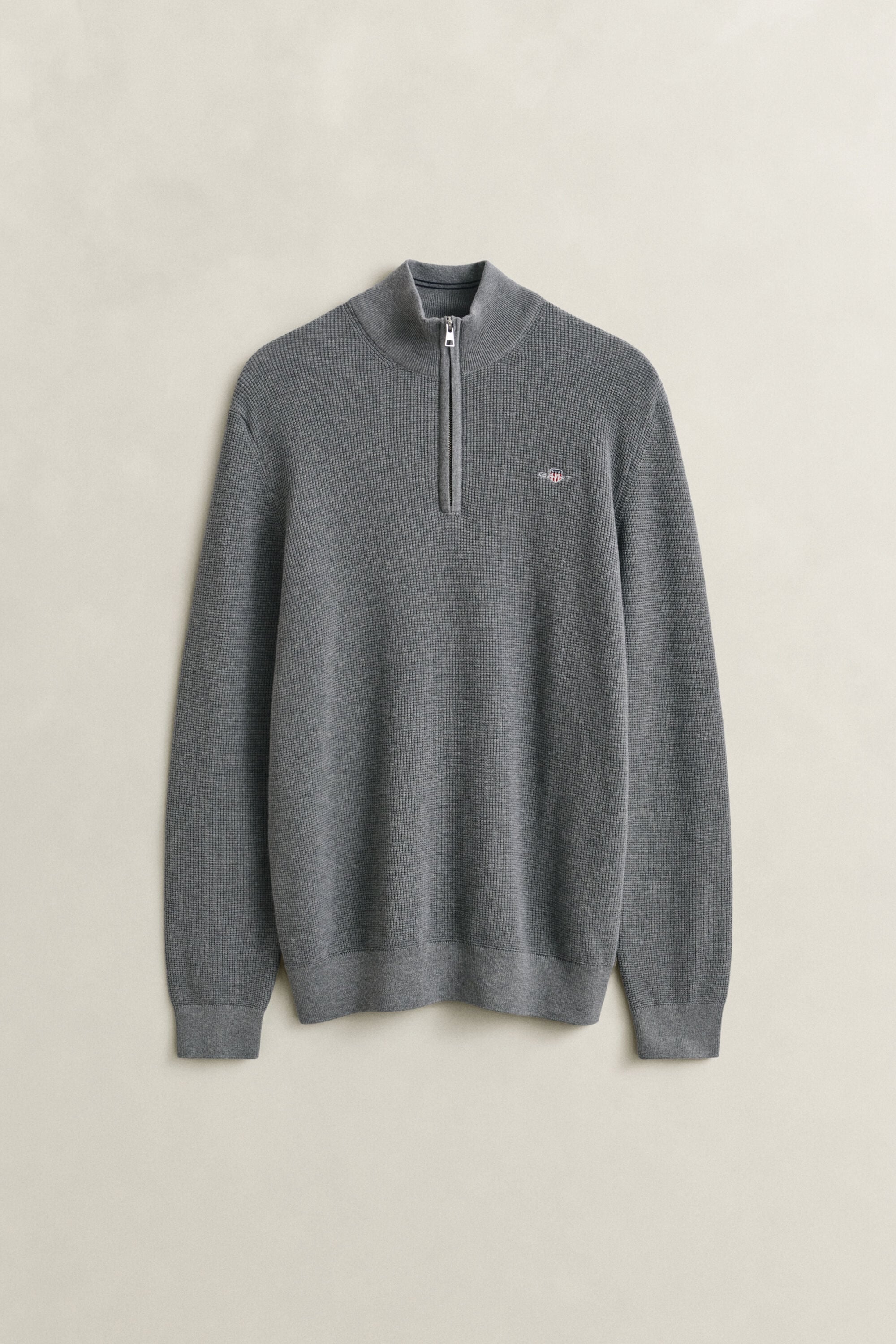 Textured Cotton Half-Zip Sweater