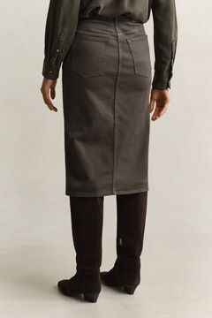 Twill Colored Pencil Skirt — DARK MOSS GREEN 2
