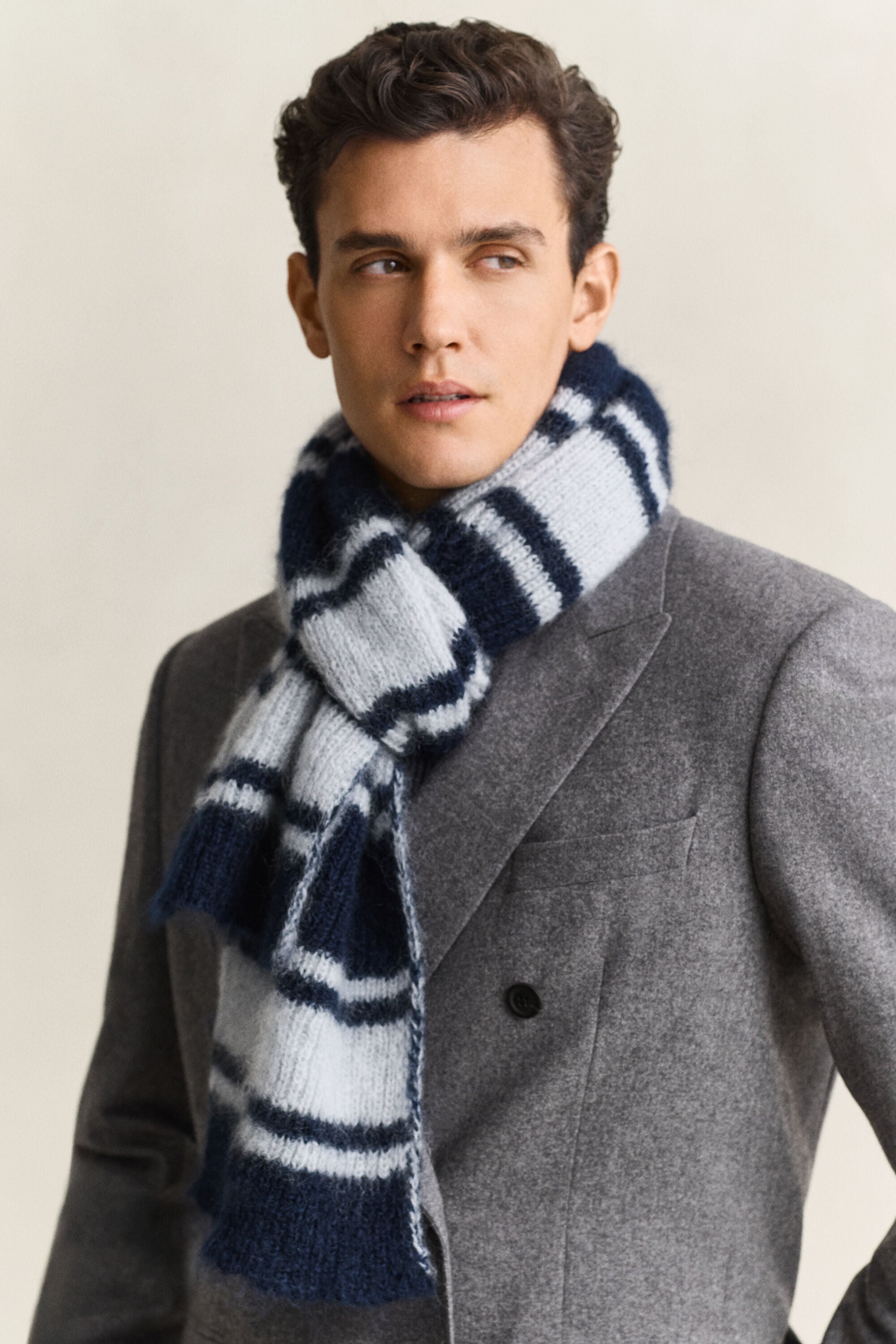 Striped Mohair Scarf — EVENING BLUE