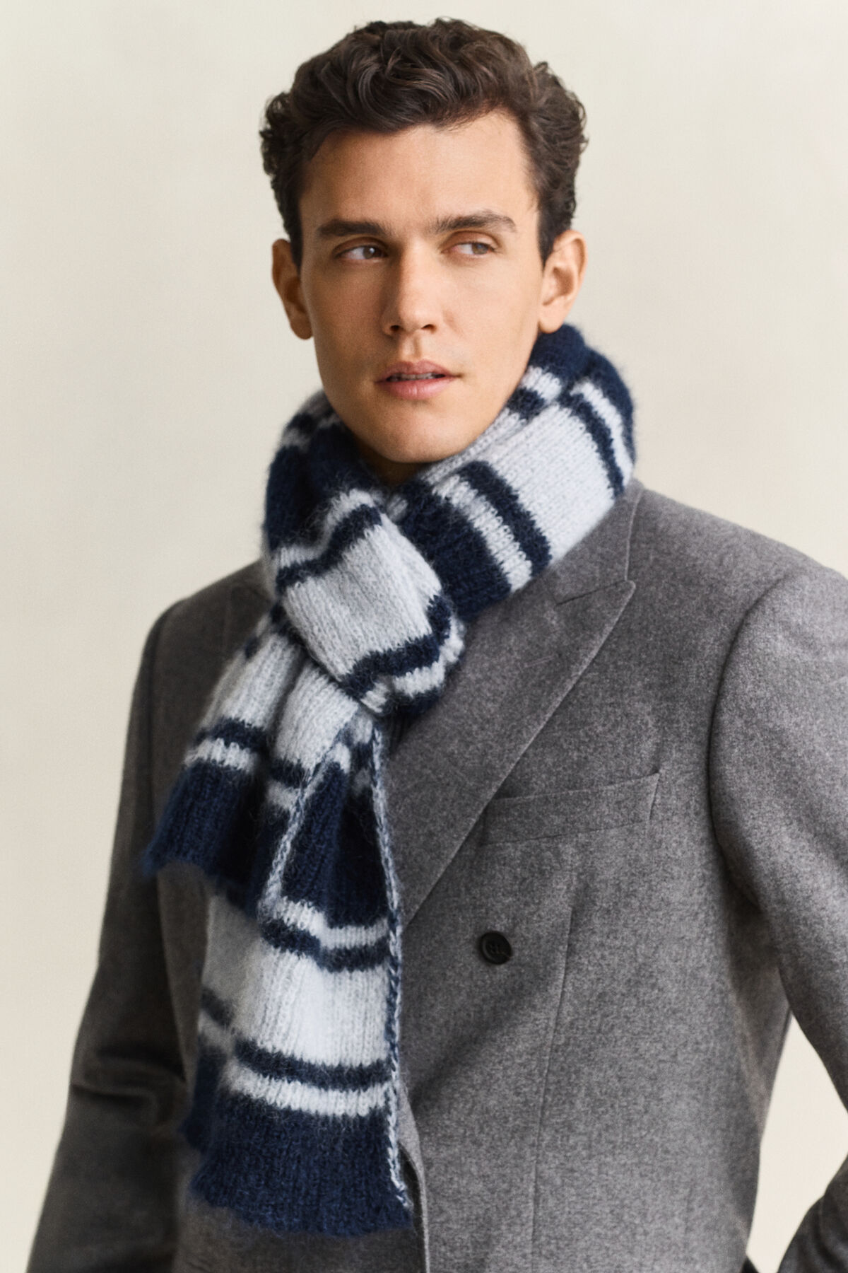 Striped Mohair Scarf — EVENING BLUE