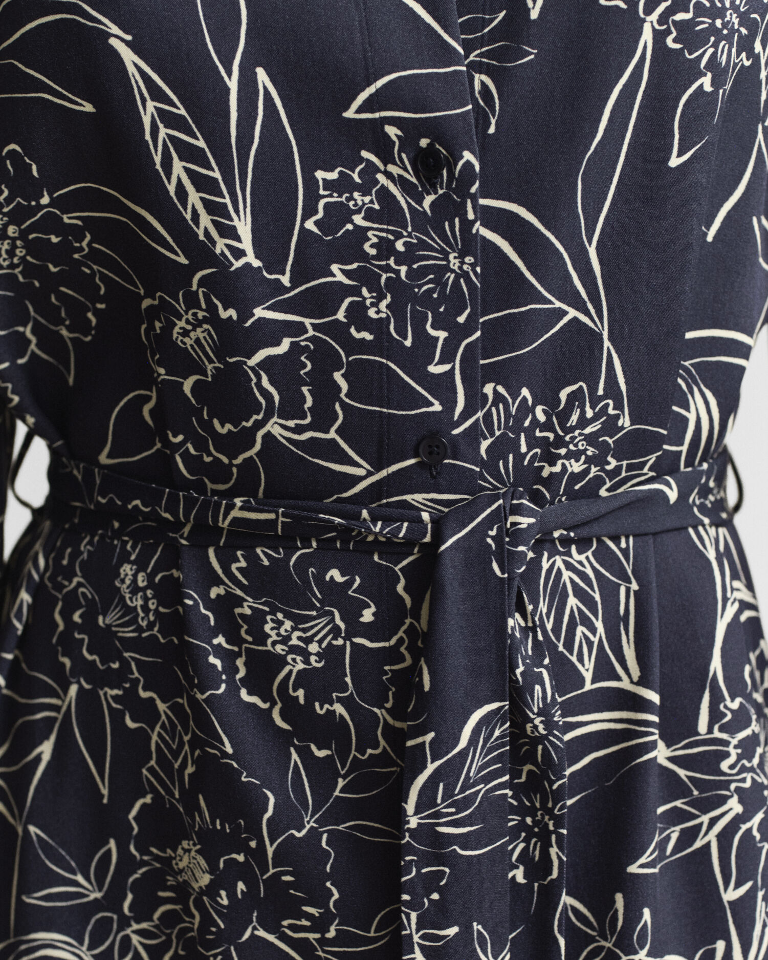 Floral Print Shirt Dress — EVENING BLUE