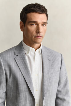Pinstriped Suit Jacket — GREY MELANGE 6