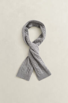 Lambswool Cable Knit Scarf — DARK GREY MELANGE 2