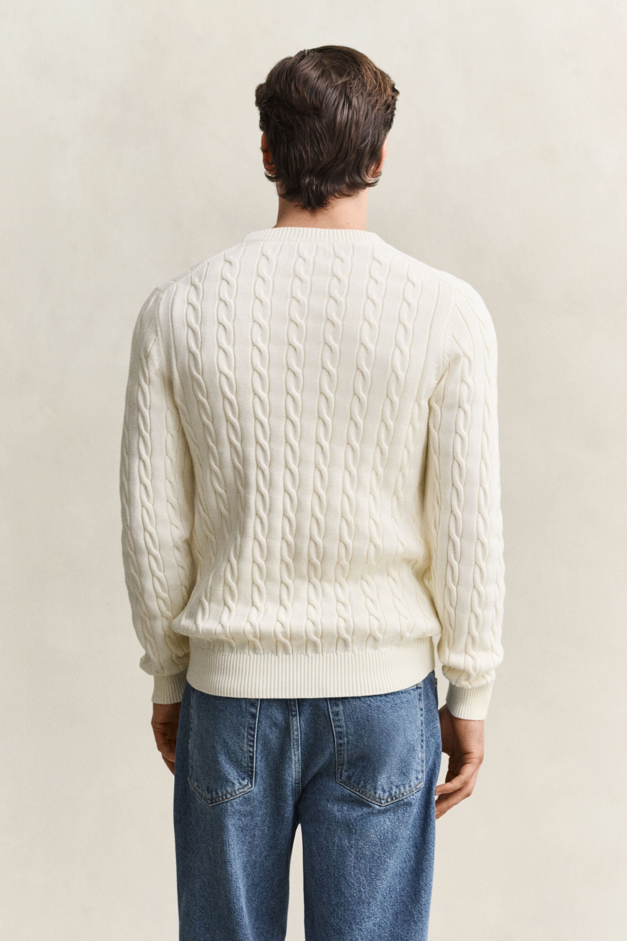 Cotton Cable Knit Crew Neck Sweater