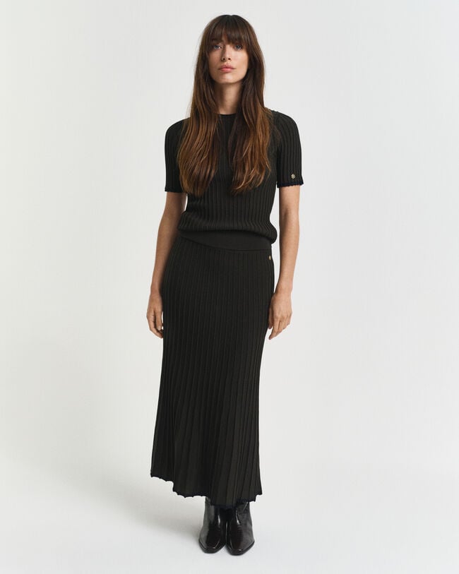 Contrast Ribbed Knit Skirt