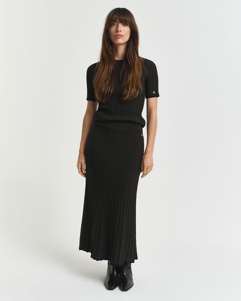 Contrast Ribbed Knit Skirt