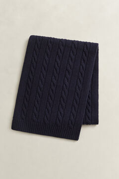 Lambswool Cable Knit Scarf — EVENING BLUE 2