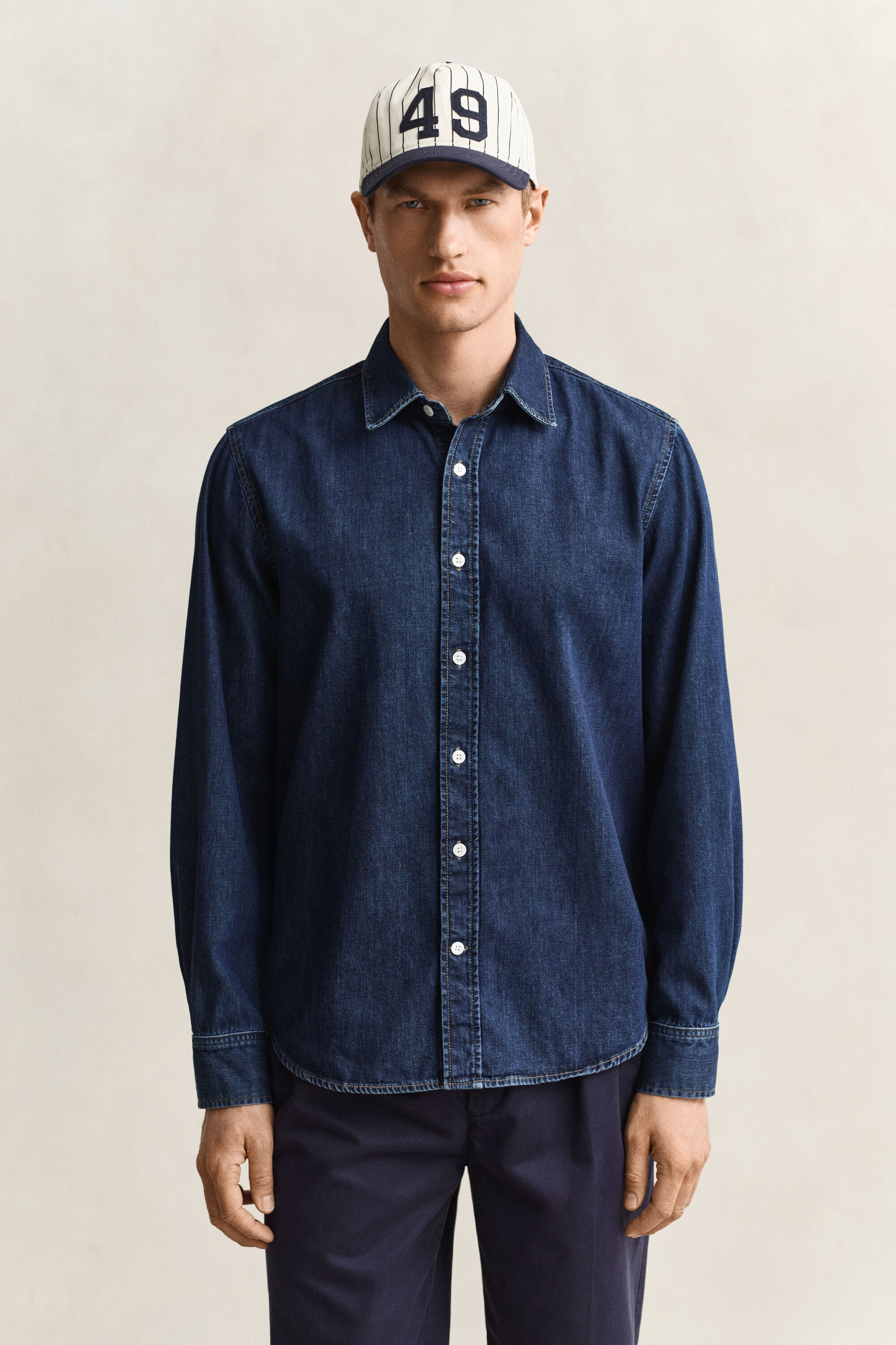 Denim Shirt — DARK BLUE WORN IN