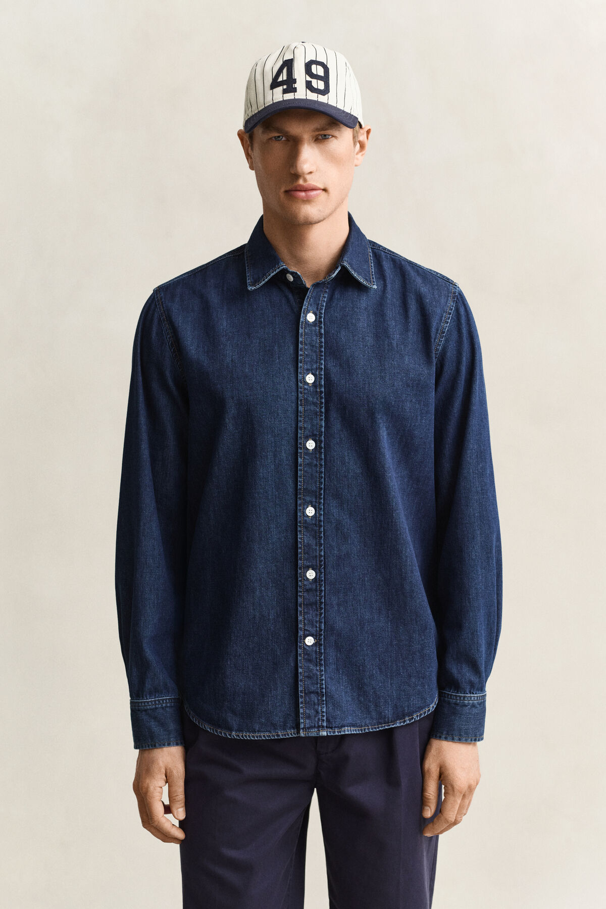 Denim Shirt — DARK BLUE WORN IN