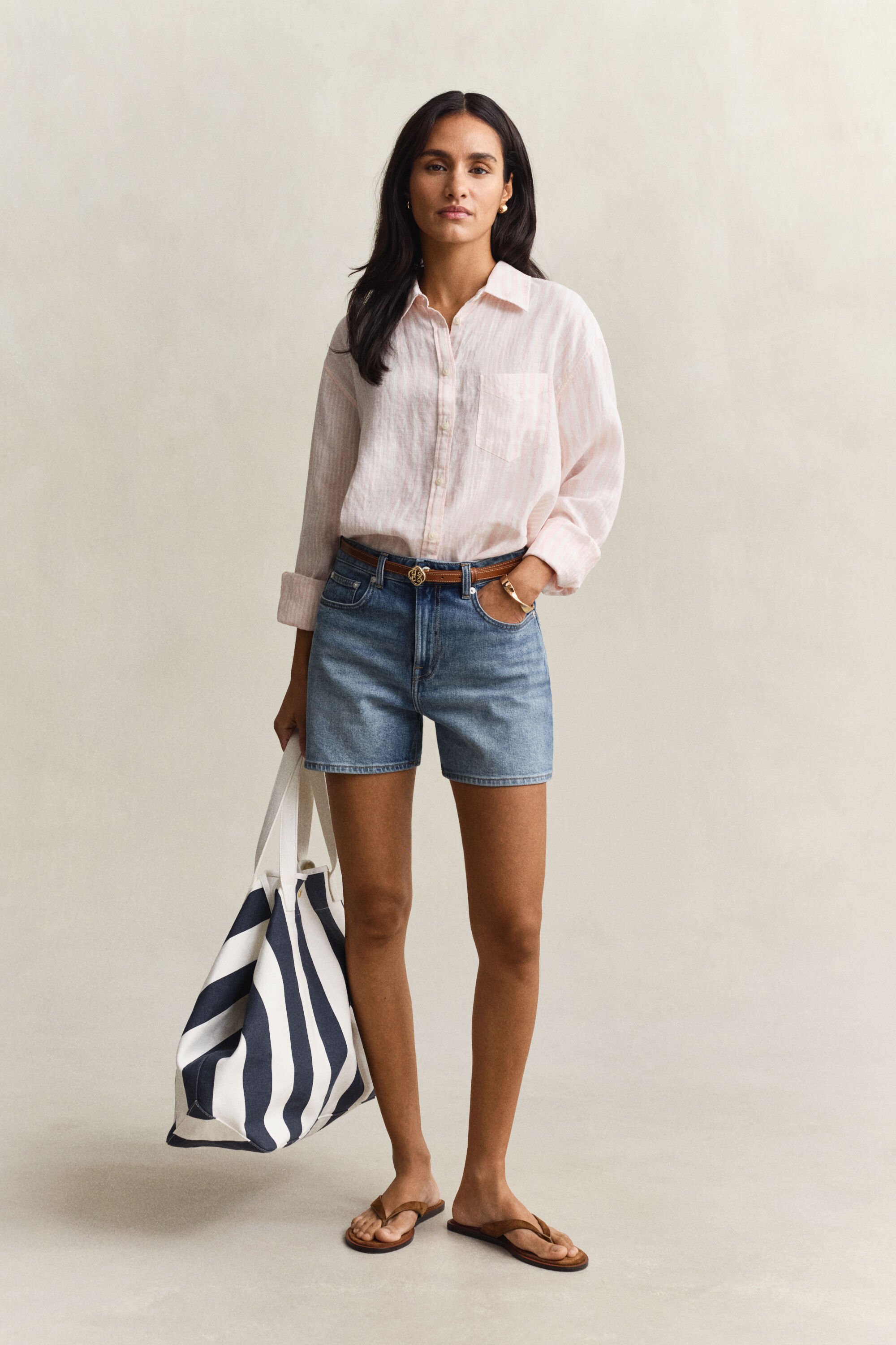Relaxed Fit Striped Linen Shirt