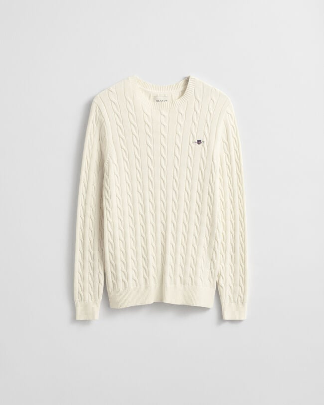 Cotton Cable Knit Crew Neck Sweater