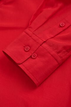 Cotton Silk Bow Tie Shirt — RUBY RED 2