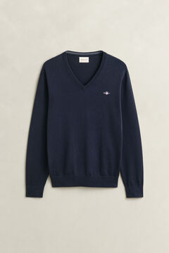 Cotton V-Neck Sweater — EVENING BLUE 1