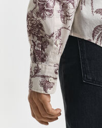 Regular Fit Tree Printed Cotton Voile Shirt