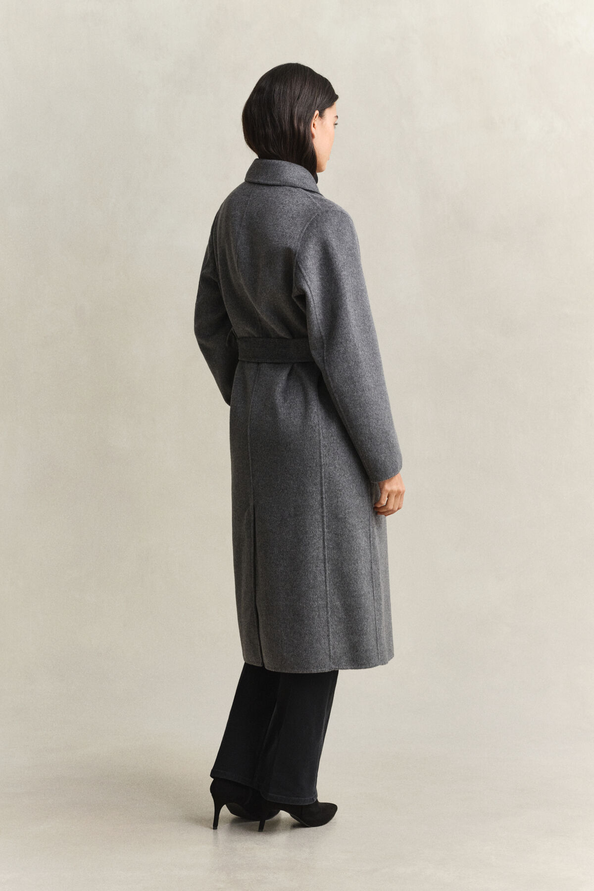Handstitched Belted Coat — CHARCOAL MELANGE