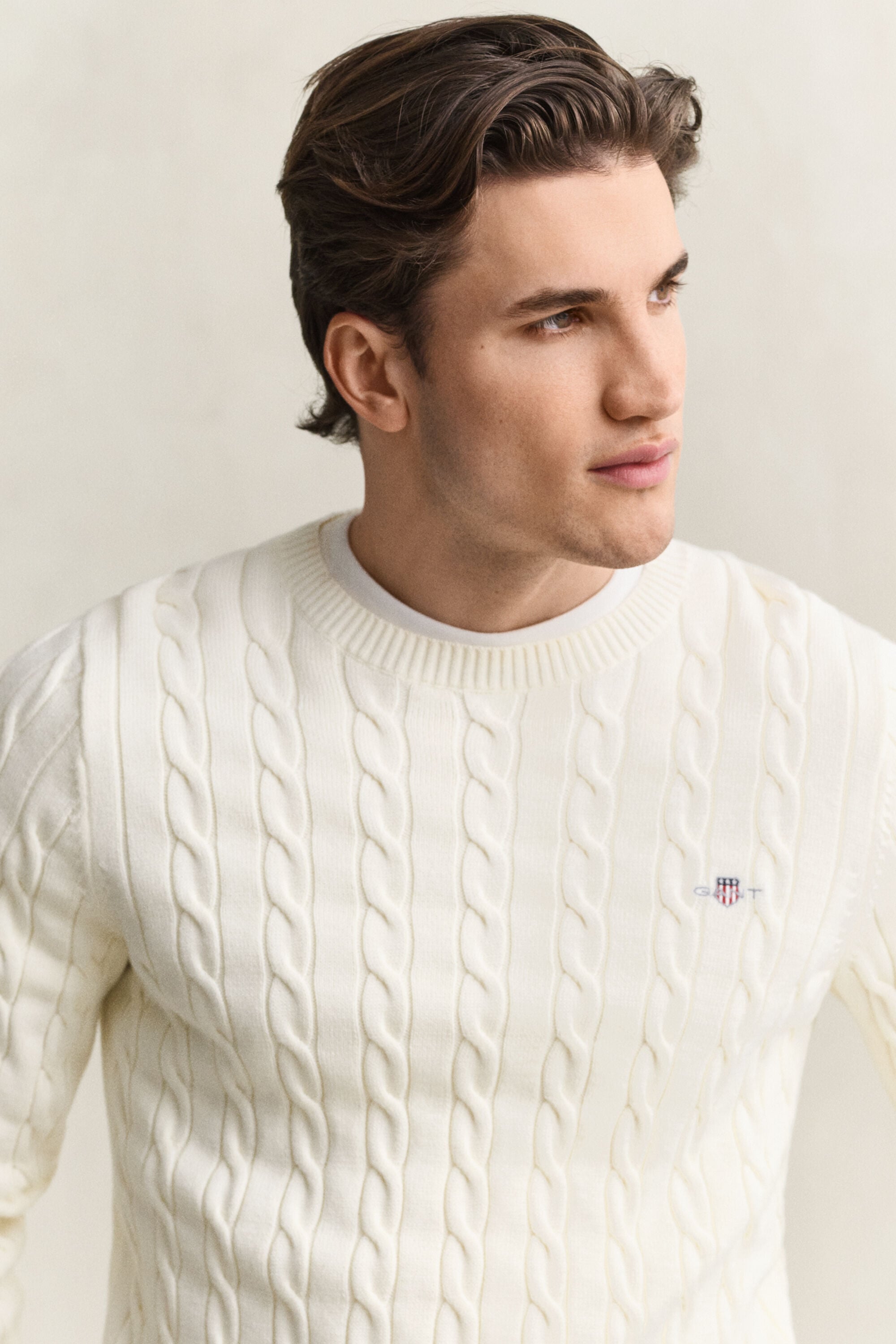 Cotton Cable Knit Crew Neck Sweater