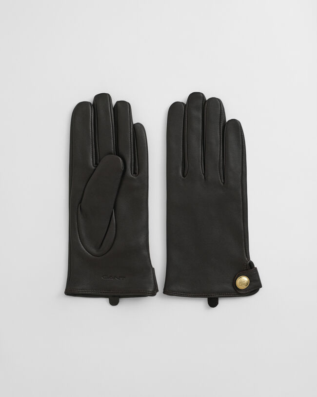 Buttoned Leather Gloves