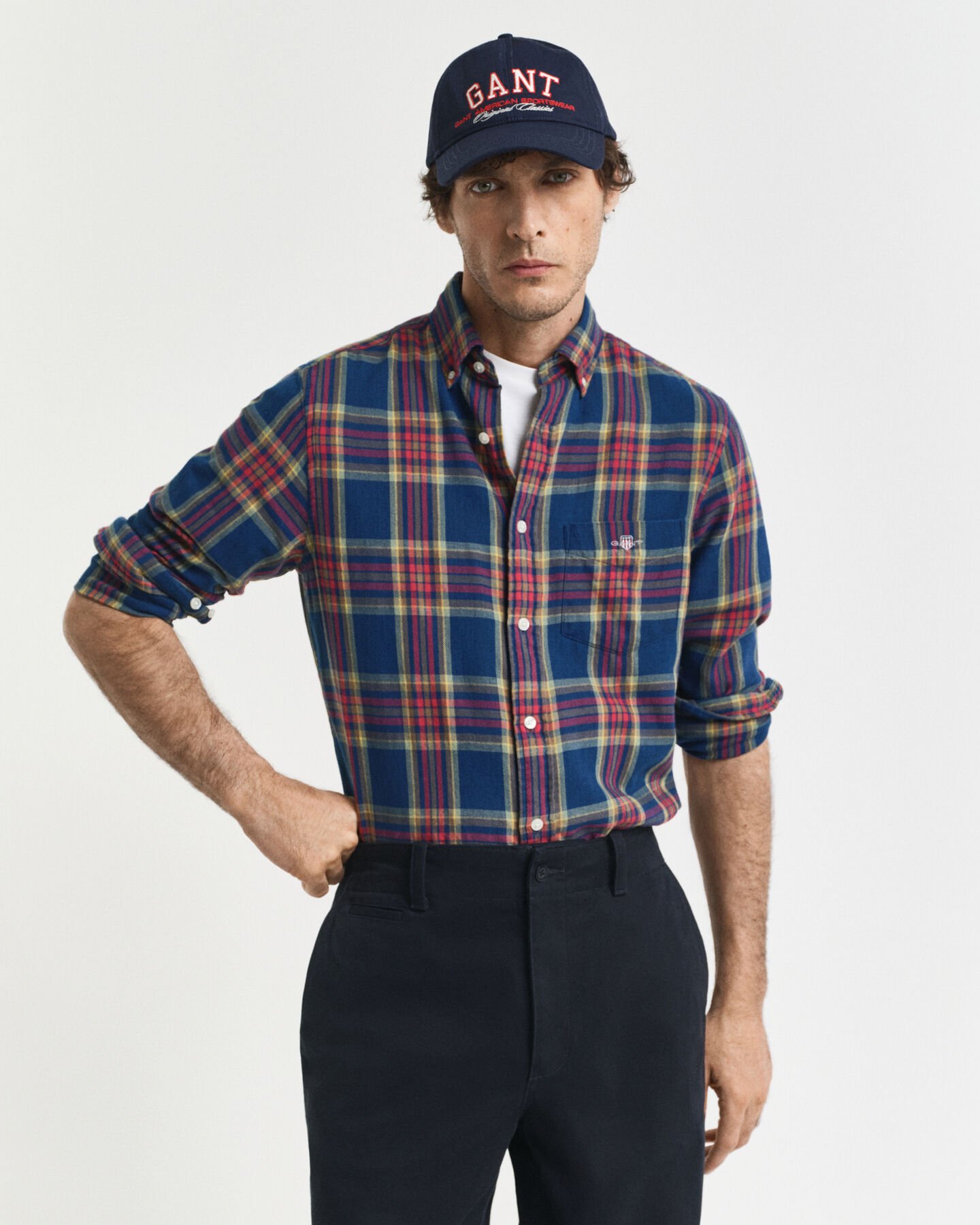 Regular Fit Checked Indigo Twill Shirt