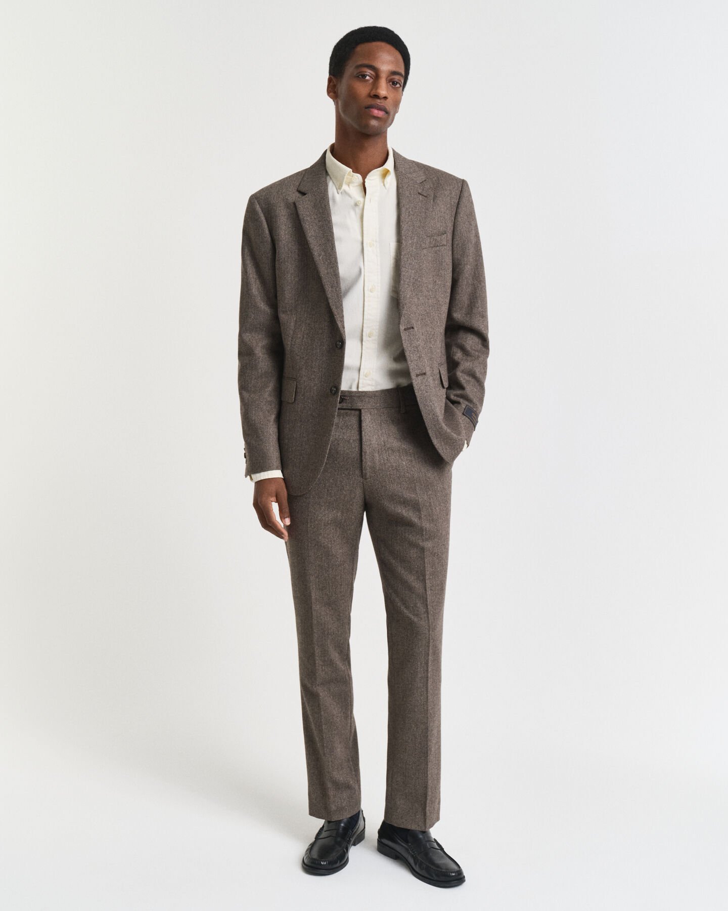 Slim Fit Flannel Herringbone Suit Pants