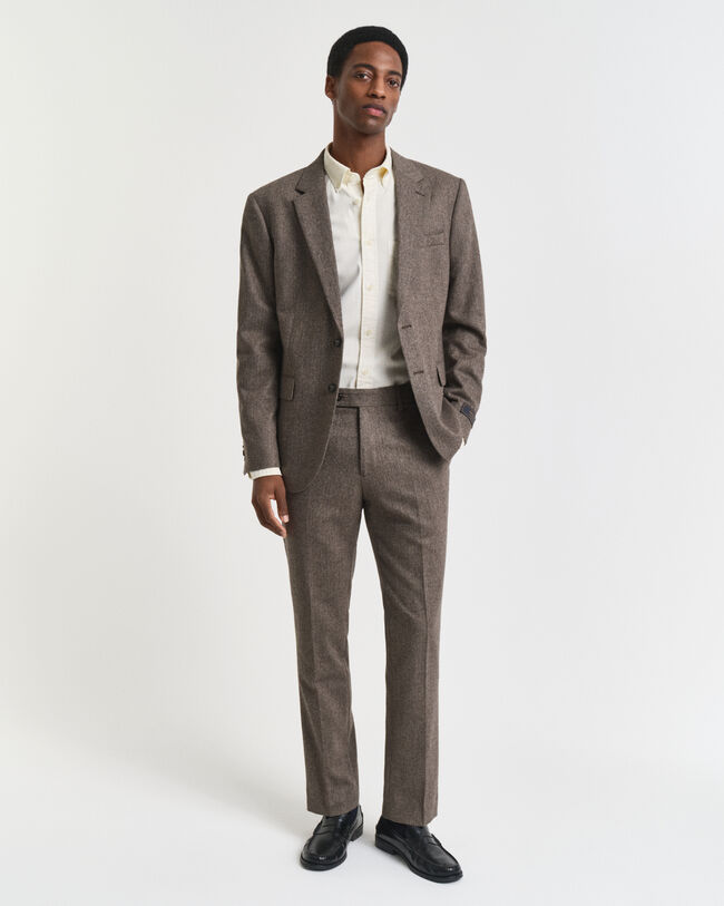 Slim Fit Flannel Herringbone Suit Pants