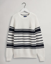 Cotton Rib Striped Crew Neck Sweater
