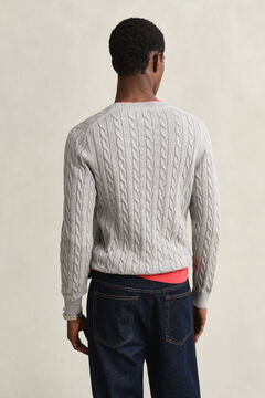 Classic Cable Knit Sweater — GREY MELANGE 2