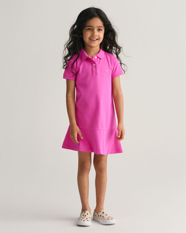 Girls Short Sleeve Piqu&eacute; Flounce Dress
