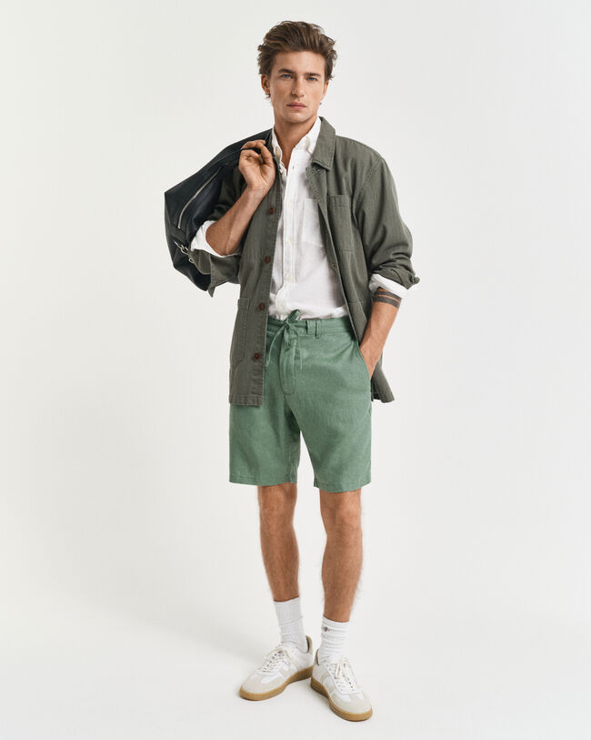 Relaxed Fit Linen Drawstring Shorts
