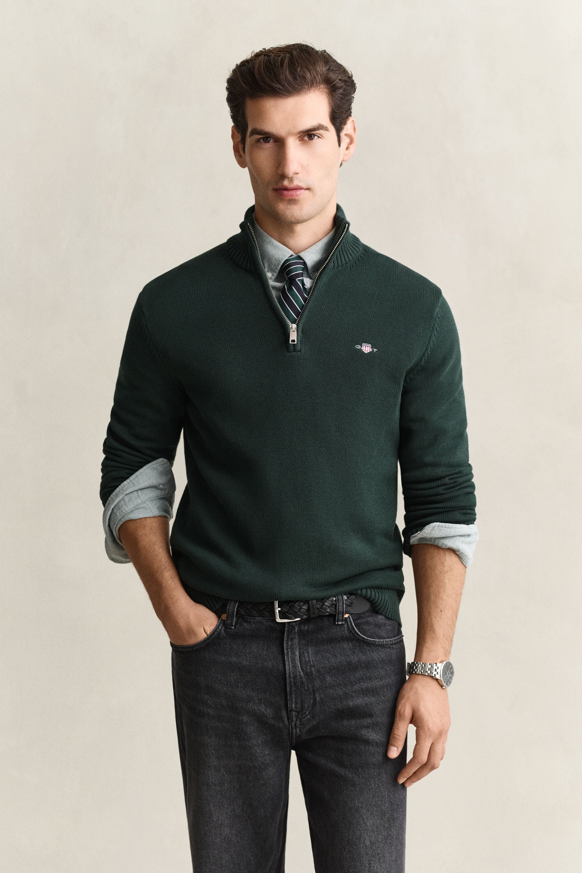 Casual Cotton Half-Zip Sweater