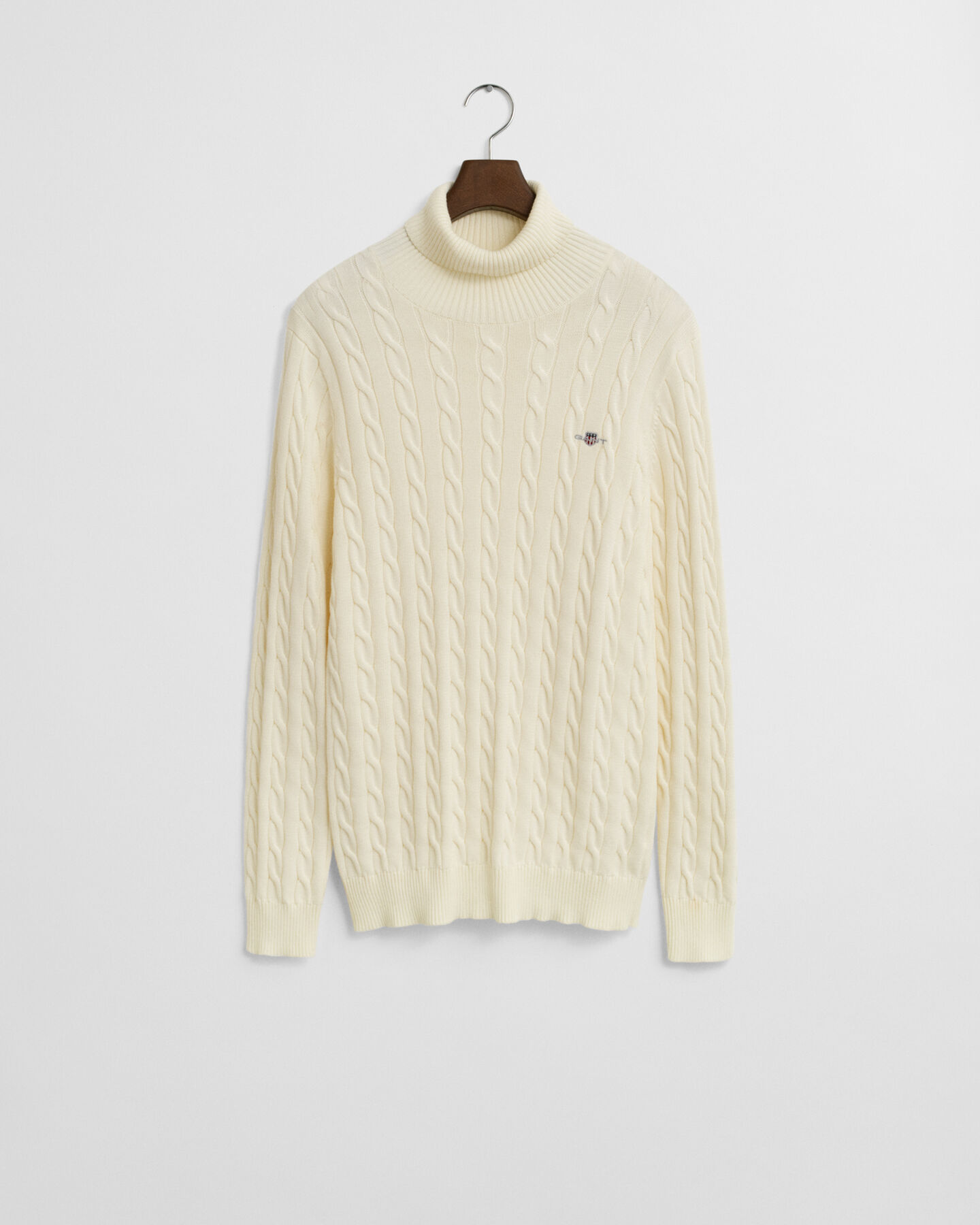 Cotton Cable Knit Turtleneck Sweater