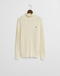 Cotton Cable Knit Turtleneck Sweater