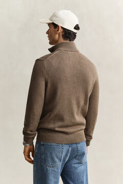 Casual Cotton Half-Zip Sweater — DK HAZELNUT MELANGE 2