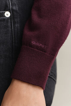 Extra Fine Merino Wool Crew Neck Sweater — DARKENED WINE 3