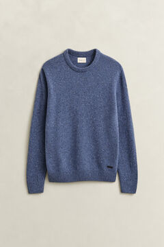 Wool Blend Nepps Crew Neck Sweater — BLUE HORIZON 1