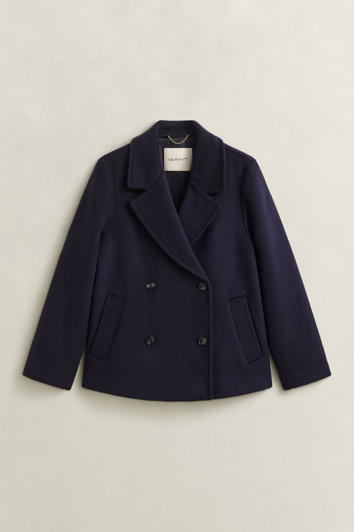 Wool Blend Peacoat — EVENING BLUE