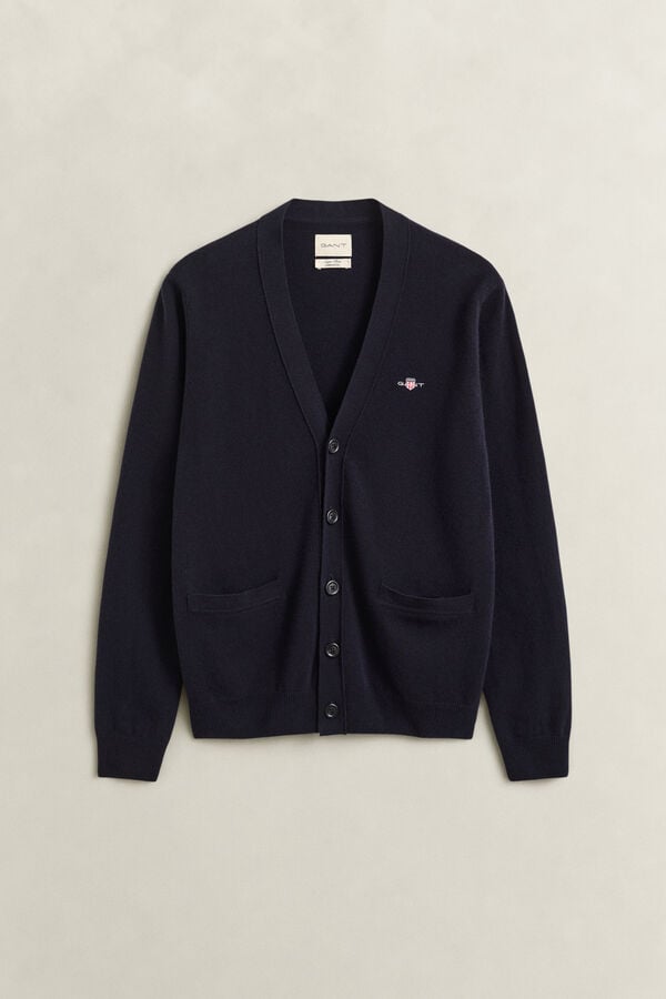 Lambswool V-Neck Cardigan — MARINE