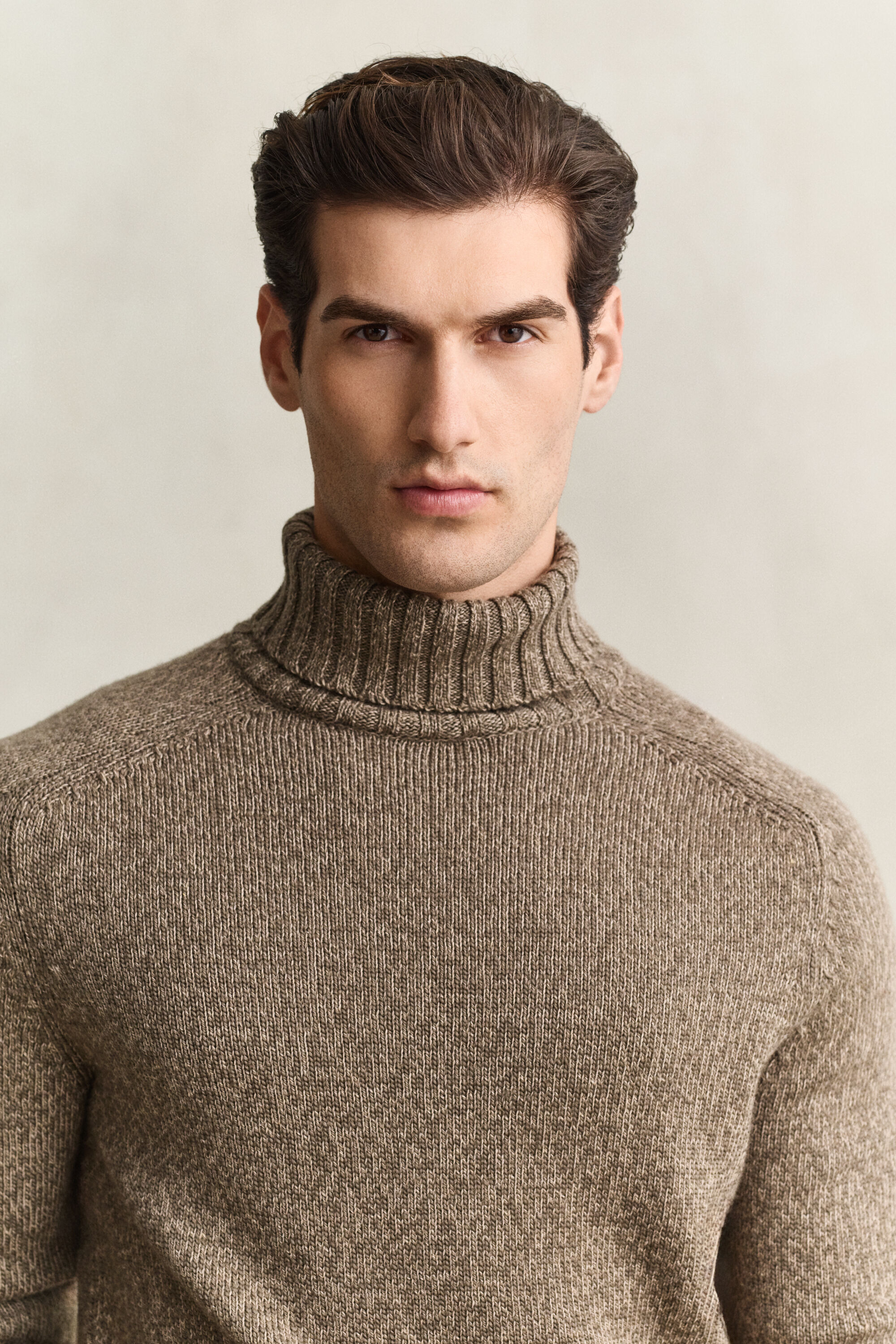 Wool Mouliné Blend Turtleneck Sweater