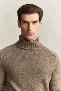 Wool Mouliné Blend Turtleneck Sweater — FADED TAUPE 3