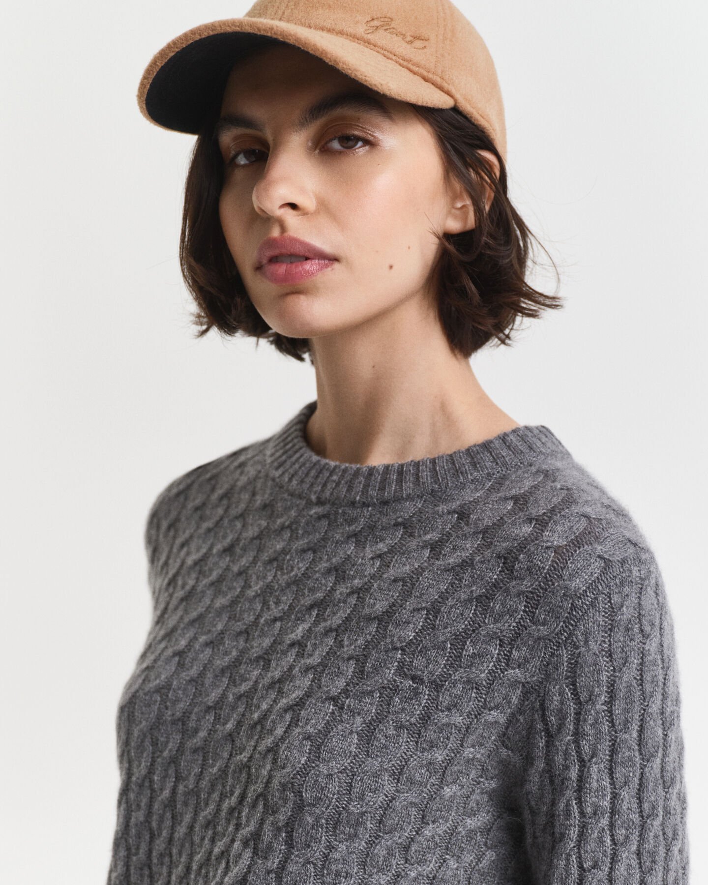 Cashmere Cable Knit Crew Neck Sweater