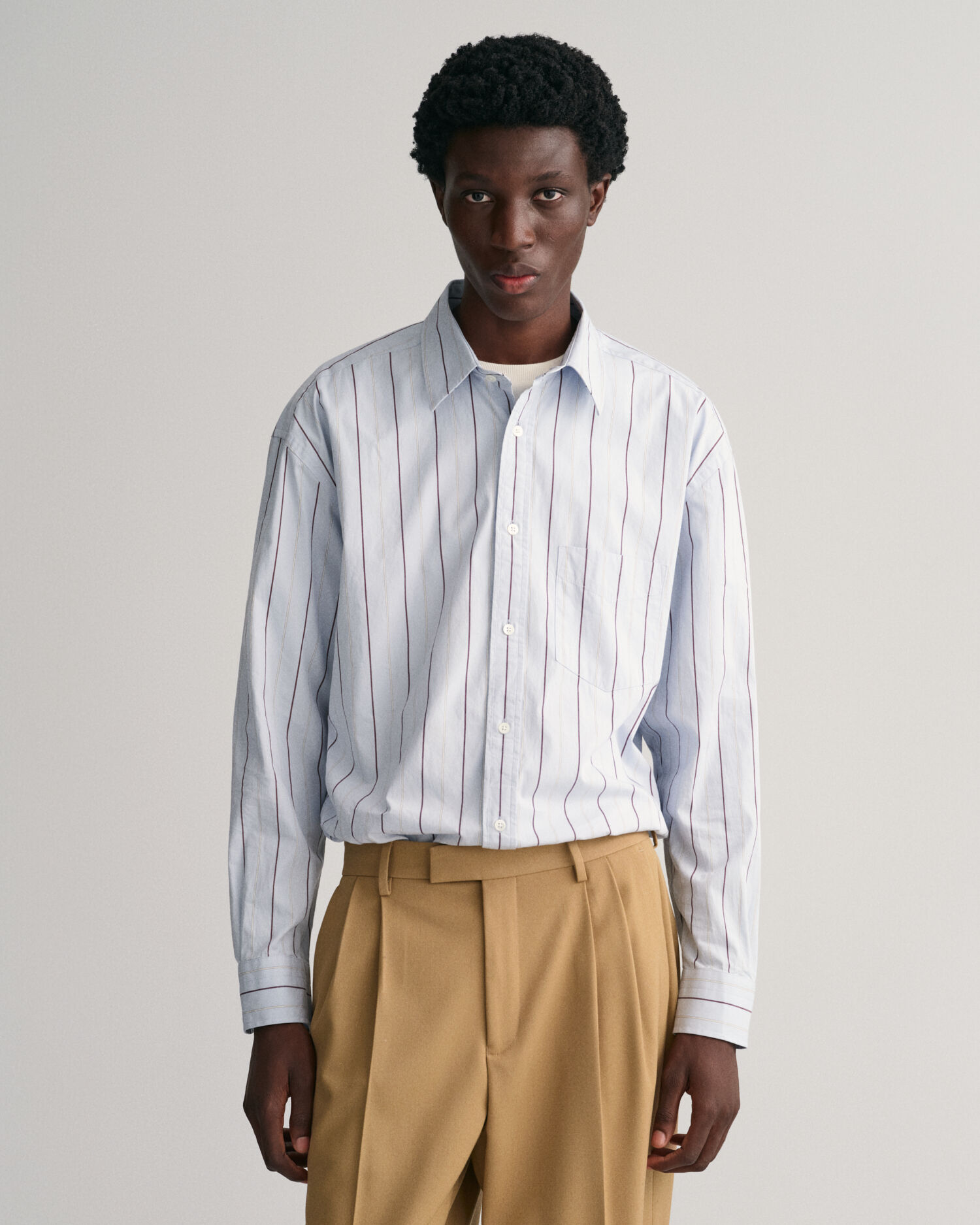 Oversized Striped Compact Poplin Shirt - GANT