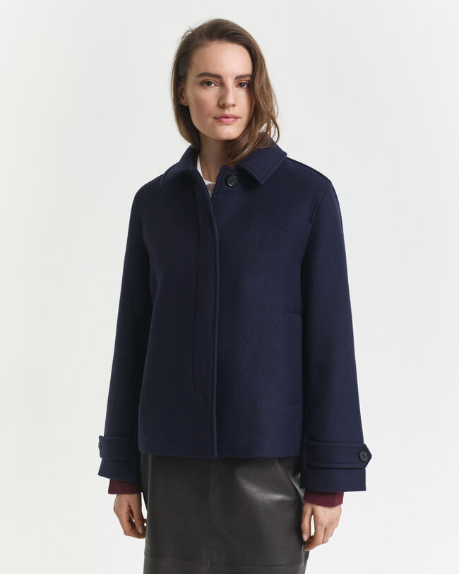 Wool Blend Short Car Coat