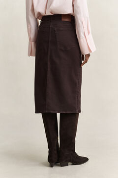 Twill Colored Pencil Skirt — DEEP BROWN 2