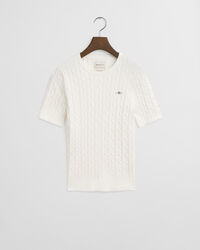 Stretch Cotton Cable Knit Sweater