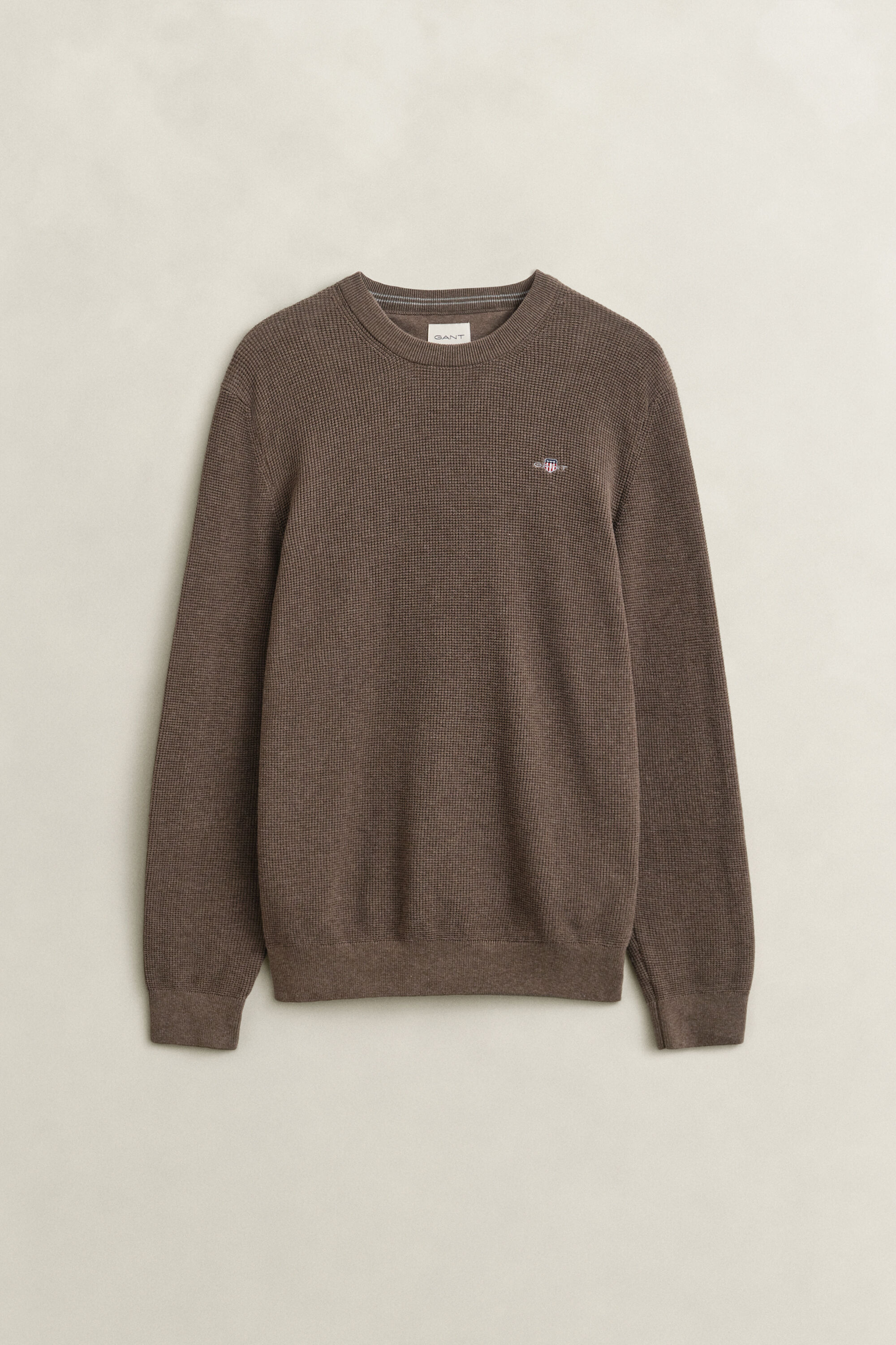 Textured Cotton Crew Neck Sweater