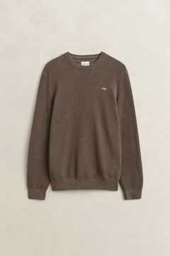 Textured Cotton Crew Neck Sweater — DK HAZELNUT MELANGE 1