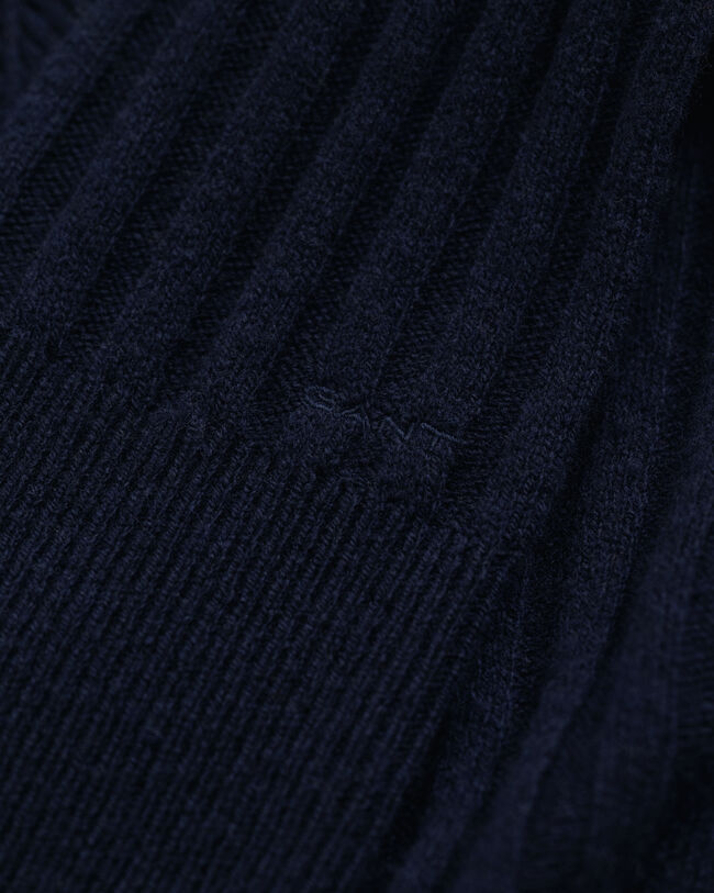 Ribbed Wool V-Neck Sweater