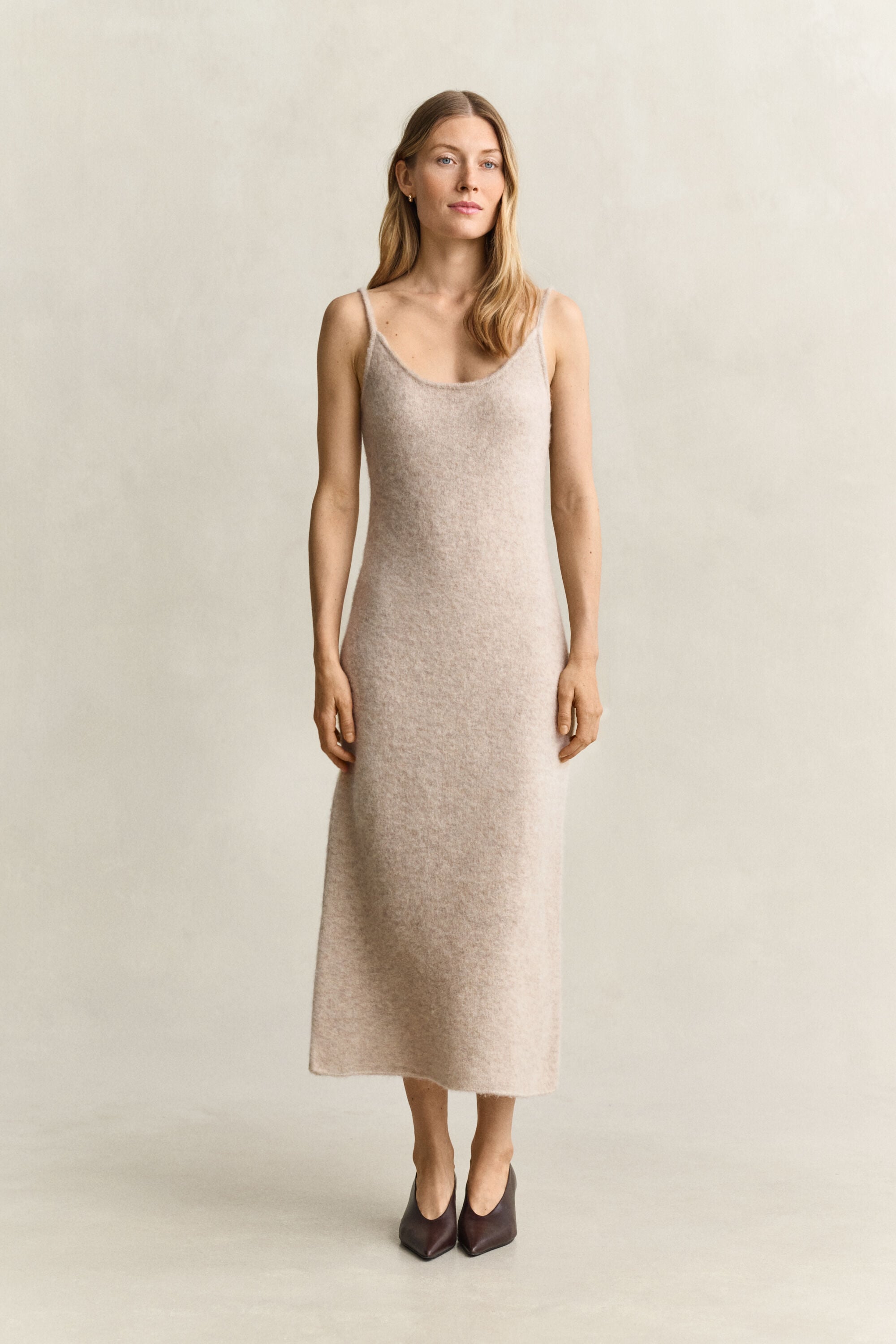 Strappy Knit Alpaca Wool Blend Dress