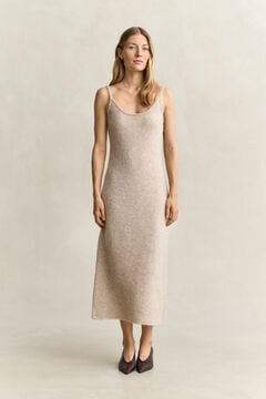 Strappy Knit Alpaca Wool Blend Dress — LIGHT BEIGE MELANGE 4