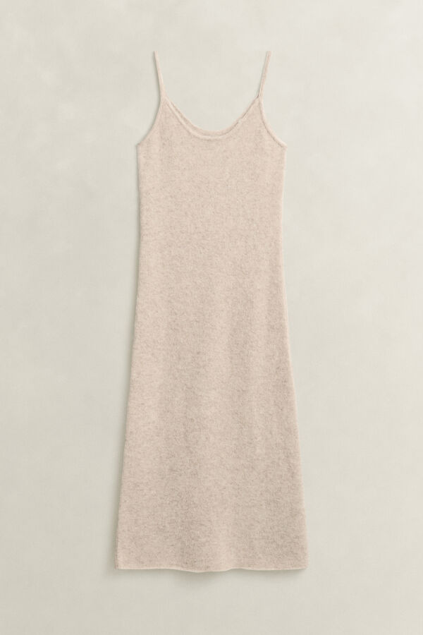 Strappy Knit Alpaca Wool Blend Dress — LIGHT BEIGE MELANGE